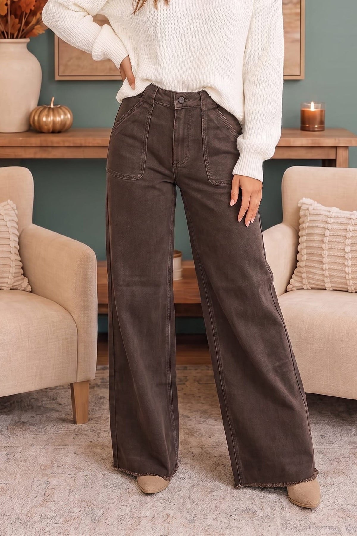Washed Brown Jeans That Mean Business - Desert Sunday