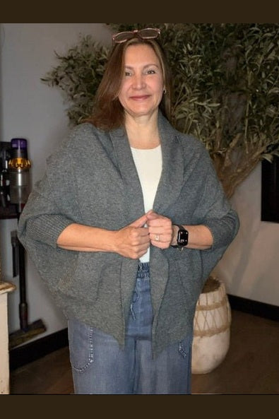 Welcome Home Gray Wrap Cardigan - Desert Sunday