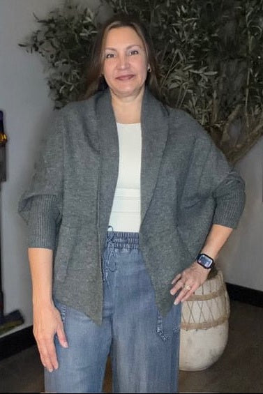 Welcome Home Gray Wrap Cardigan - Desert Sunday