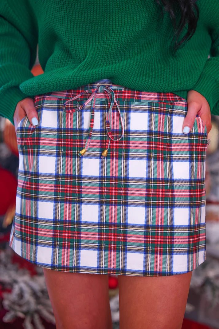 White Christmas Plaid Skort - Desert Sunday