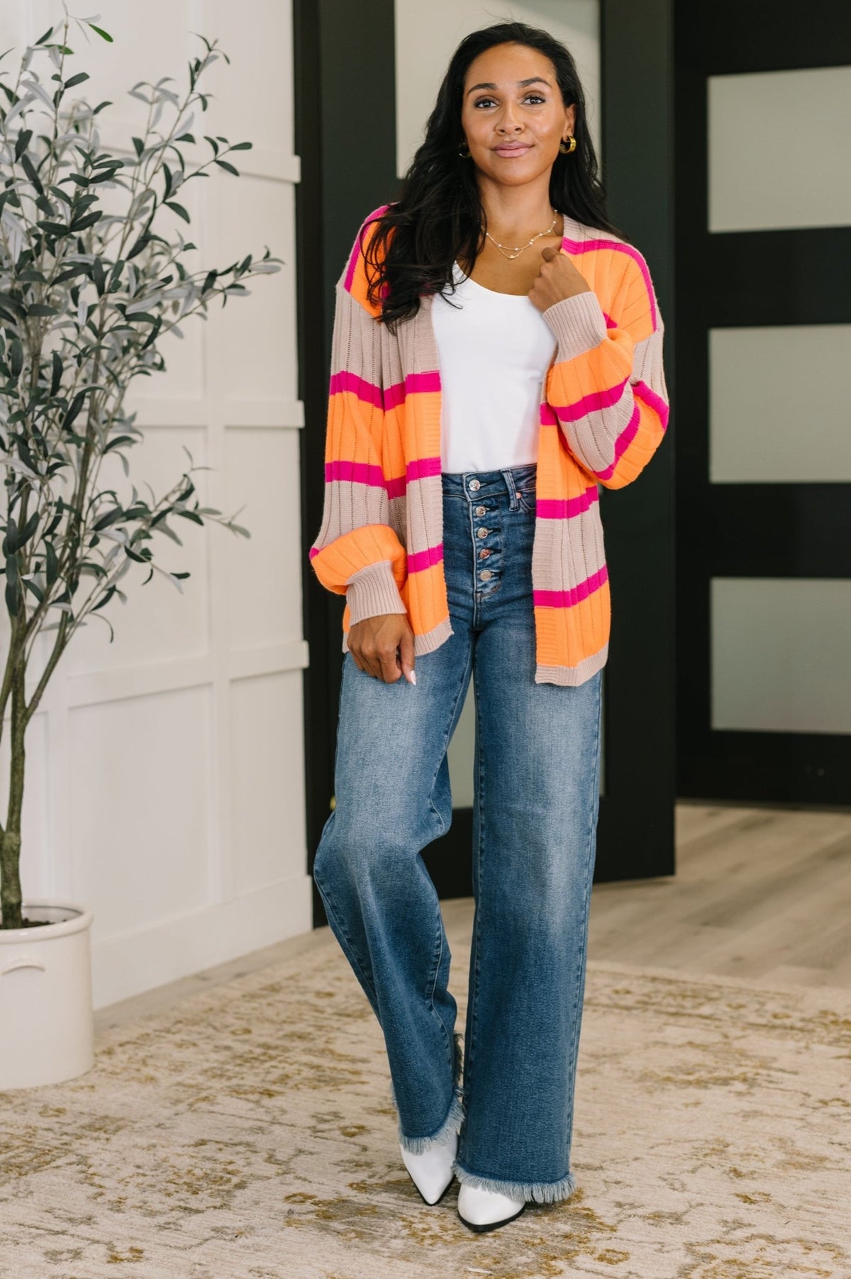 Your Opinion Matters Striped Cardigan - Desert Sunday