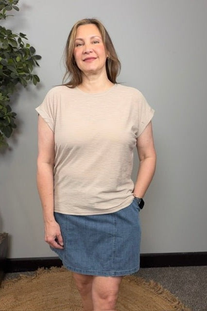 Zenana Slub Cuffed Sleeve Tee - Desert Sunday
