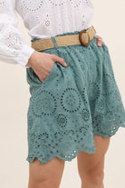100% Cotton Eyelet Escape Cotton Shorts - Desert Sunday