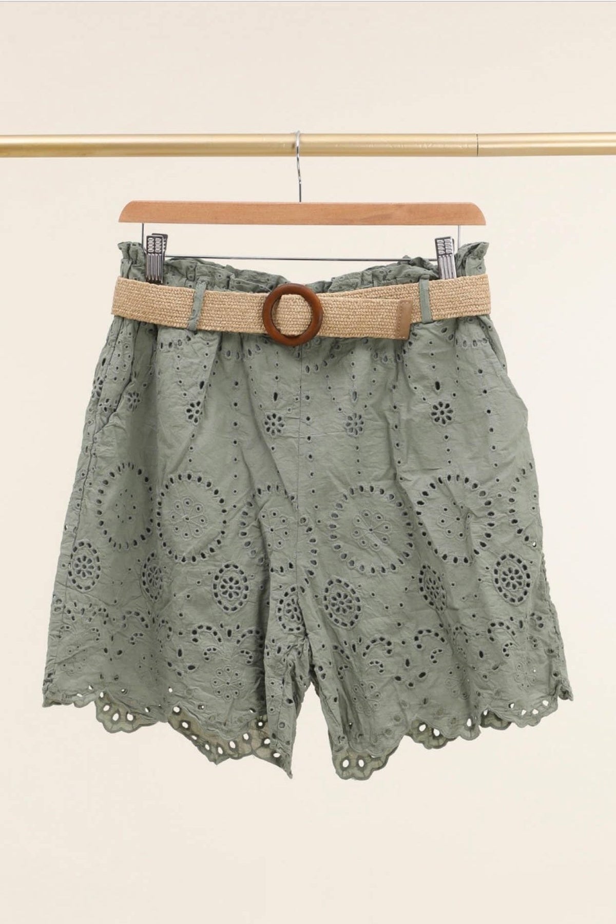 100% Cotton Eyelet Escape Cotton Shorts - Desert Sunday