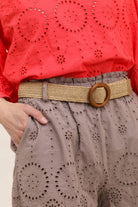 100% Cotton Eyelet Escape Cotton Shorts - Desert Sunday
