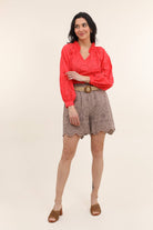 100% Cotton Eyelet Escape Cotton Shorts - Desert Sunday