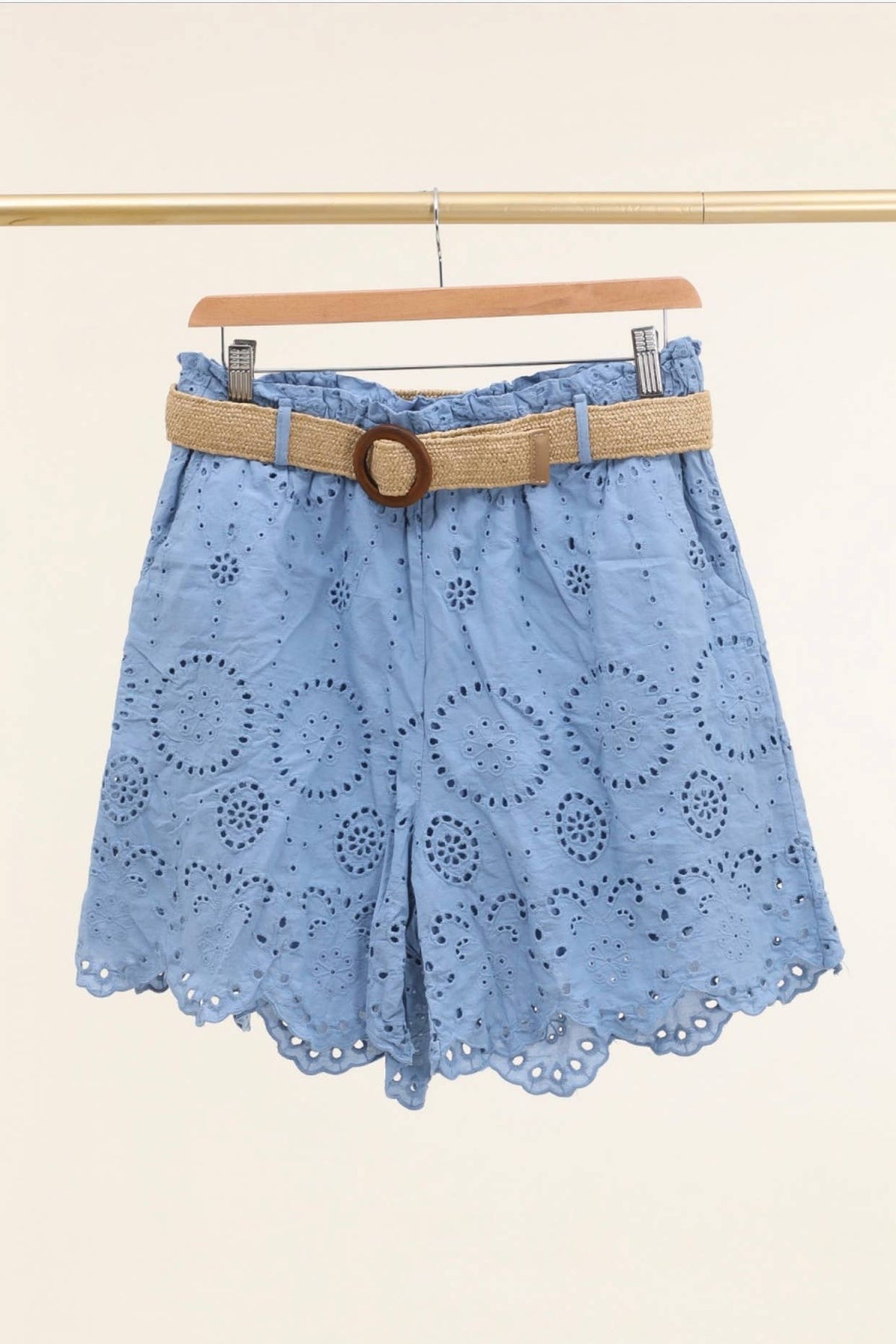 100% Cotton Eyelet Escape Cotton Shorts - Desert Sunday