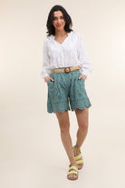 100% Cotton Eyelet Escape Cotton Shorts - Desert Sunday