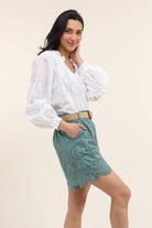 100% Cotton Eyelet Escape Cotton Shorts - Desert Sunday