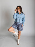 Turquoise Blue Buck Mid-Rise Shorts - Desert Sunday