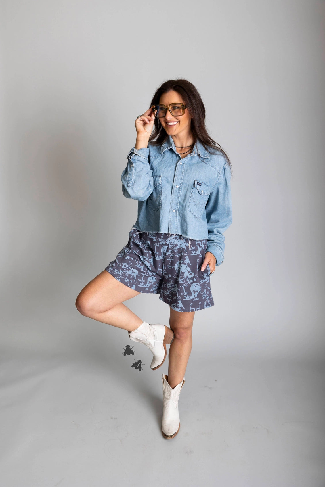 Turquoise Blue Buck Mid-Rise Shorts - Desert Sunday