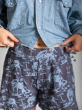 Turquoise Blue Buck Mid-Rise Shorts - Desert Sunday
