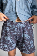 Turquoise Blue Buck Mid-Rise Shorts - Desert Sunday