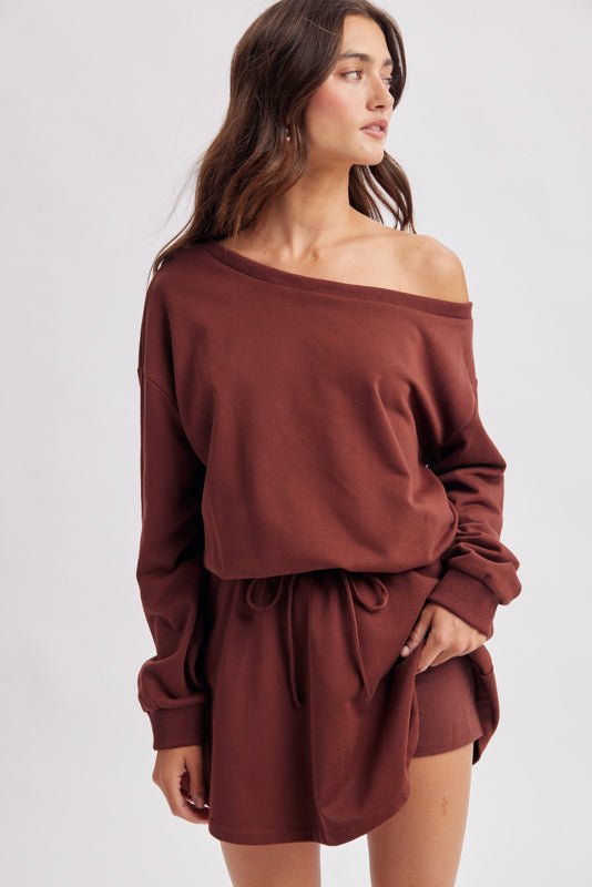 After Hours One-Shoulder Romper Dress - Desert Sunday