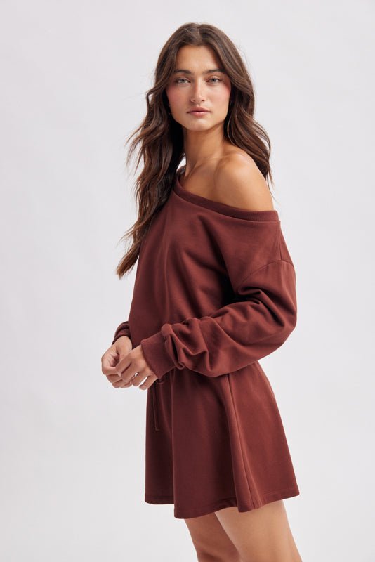 After Hours One-Shoulder Romper Dress - Desert Sunday
