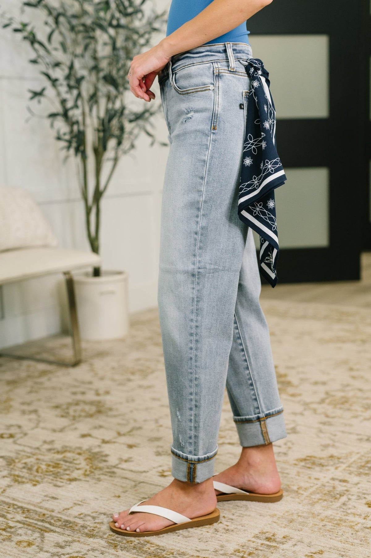Alex Mid Rise Boyfriend Jean with Bandana Loop - Desert Sunday