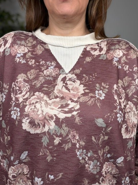 Antique Bouquet Sweatshirt in Mocha - Desert Sunday