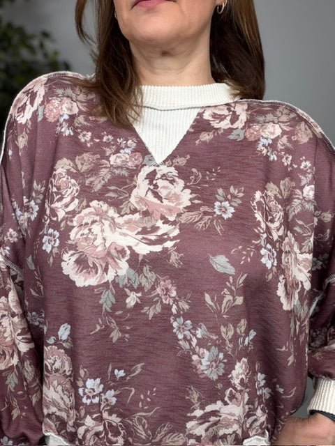Antique Bouquet Sweatshirt in Mocha - Desert Sunday