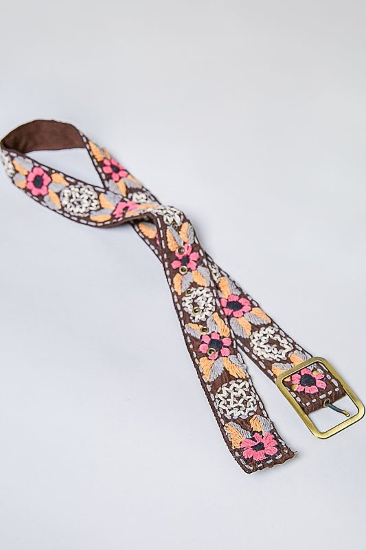 Artisan Embroidered Cotton Belt - Desert Sunday
