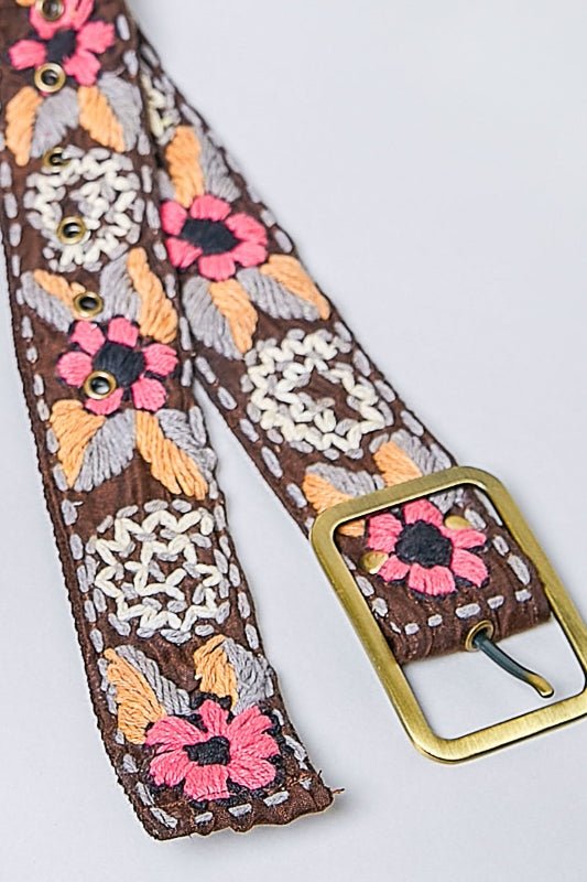 Artisan Embroidered Cotton Belt - Desert Sunday