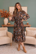 Autumn Garden Floral Midi Dress - Desert Sunday