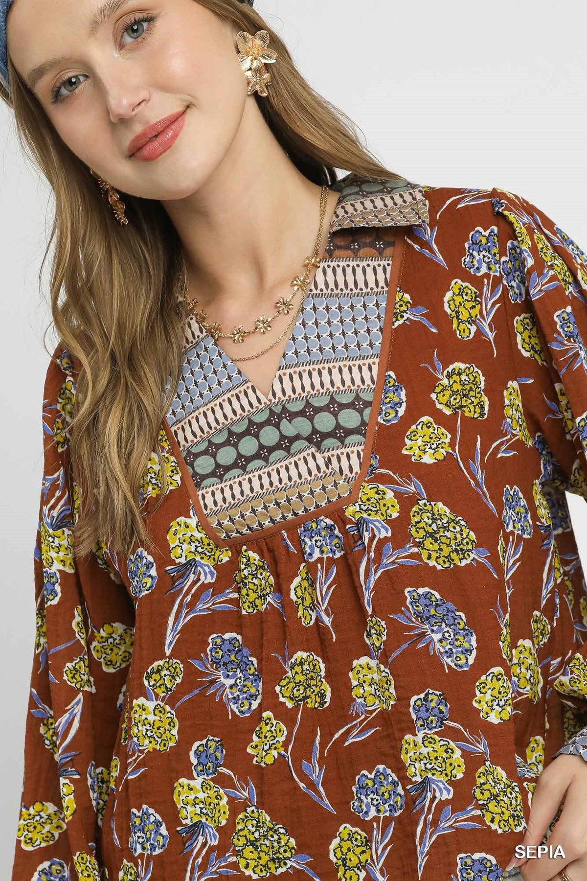 Autumn Mosaic Blouse - Desert Sunday