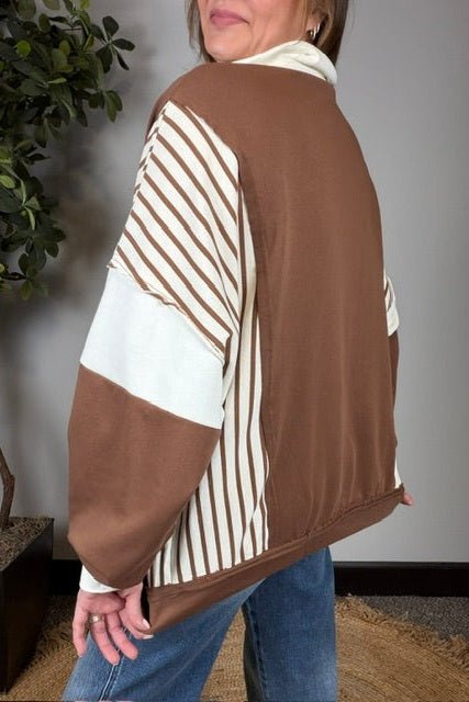 Back to School Color Block Pullover in Mocha - Desert Sunday