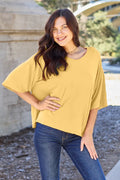 Basic Bae Bamboo Full Size Round Neck Drop Shoulder T-Shirt - Desert Sunday