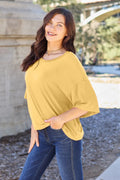 Basic Bae Bamboo Full Size Round Neck Drop Shoulder T-Shirt - Desert Sunday