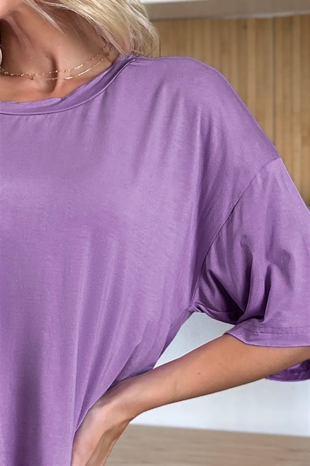 Basic Bae Bamboo Full Size Round Neck Drop Shoulder T-Shirt - Desert Sunday