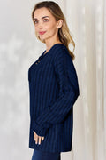 Basic Bae Full Size Ribbed Half Button Long Sleeve T-Shirt - Desert Sunday