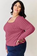 Basic Bae Full Size Ribbed Long Sleeve T-Shirt - Desert Sunday