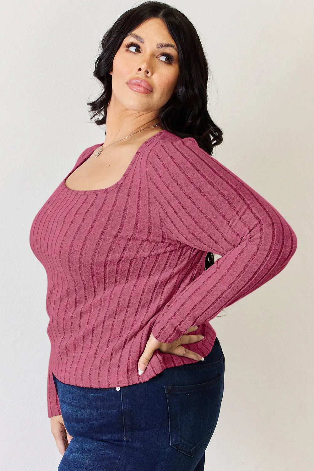 Basic Bae Full Size Ribbed Long Sleeve T-Shirt - Desert Sunday