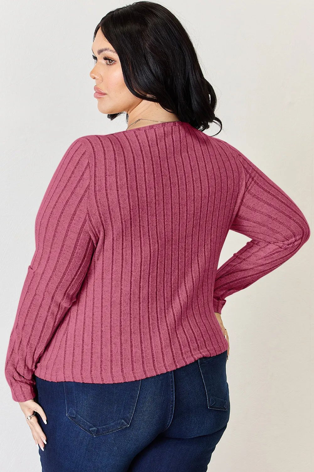 Basic Bae Full Size Ribbed Long Sleeve T-Shirt - Desert Sunday