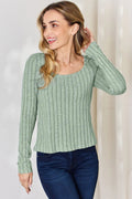 Basic Bae Full Size Ribbed Long Sleeve T-Shirt - Desert Sunday