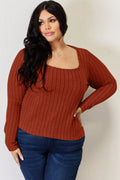 Basic Bae Full Size Ribbed Long Sleeve T-Shirt - Desert Sunday
