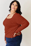 Basic Bae Full Size Ribbed Long Sleeve T-Shirt - Desert Sunday