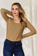Basic Bae Full Size Ribbed Long Sleeve T-Shirt - Desert Sunday