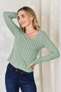 Basic Bae Full Size Ribbed Long Sleeve T-Shirt - Desert Sunday