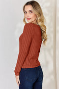 Basic Bae Full Size Ribbed Long Sleeve T-Shirt - Desert Sunday