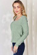 Basic Bae Full Size Ribbed Long Sleeve T-Shirt - Desert Sunday