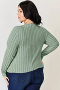 Basic Bae Full Size Ribbed Long Sleeve T-Shirt - Desert Sunday