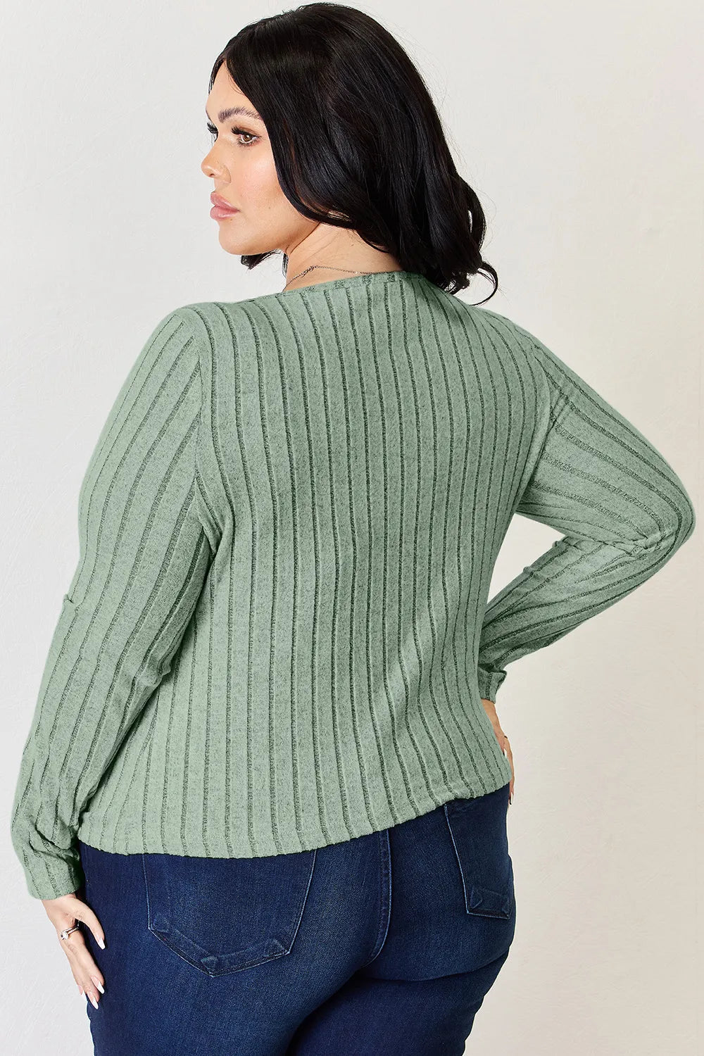 Basic Bae Full Size Ribbed Long Sleeve T-Shirt - Desert Sunday