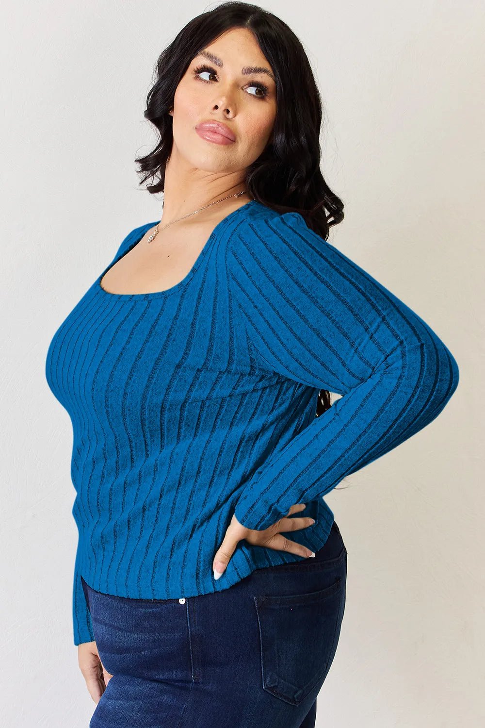 Basic Bae Full Size Ribbed Long Sleeve T-Shirt - Desert Sunday