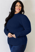 Basic Bae Full Size Ribbed Mock Neck Long Sleeve T-Shirt - Desert Sunday