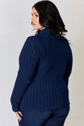 Basic Bae Full Size Ribbed Mock Neck Long Sleeve T-Shirt - Desert Sunday