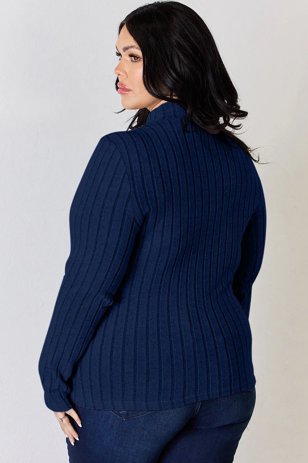 Basic Bae Full Size Ribbed Mock Neck Long Sleeve T-Shirt - Desert Sunday