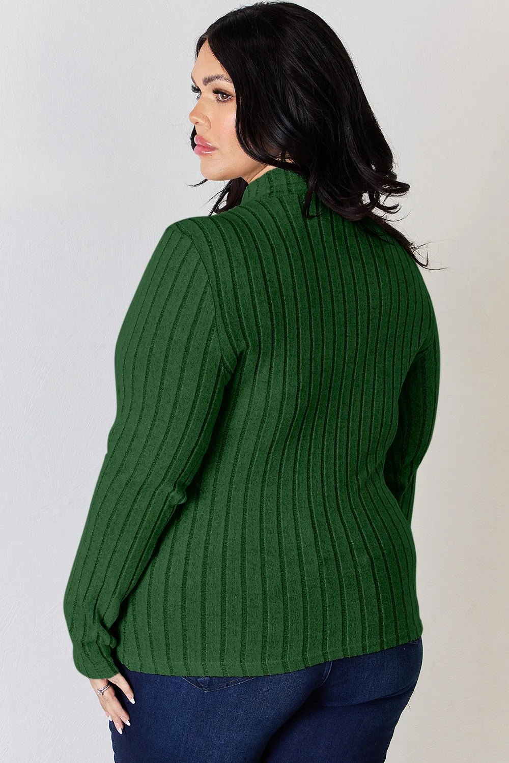 Basic Bae Full Size Ribbed Mock Neck Long Sleeve T-Shirt - Desert Sunday