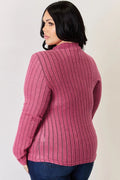 Basic Bae Full Size Ribbed Mock Neck Long Sleeve T-Shirt - Desert Sunday