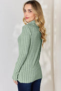 Basic Bae Full Size Ribbed Mock Neck Long Sleeve T-Shirt - Desert Sunday